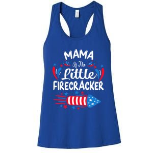 Mama Of The Little Firecracker 4th Of July Birthday Party Gift Women's Racerback Tank