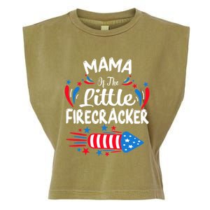 Mama Of The Little Firecracker 4th Of July Birthday Party Gift Garment-Dyed Women's Muscle Tee