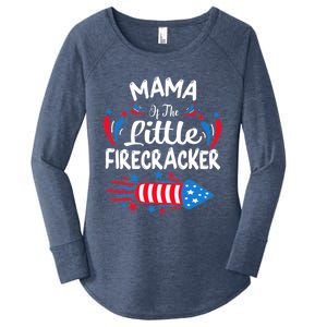 Mama Of The Little Firecracker 4th Of July Birthday Party Gift Women's Perfect Tri Tunic Long Sleeve Shirt