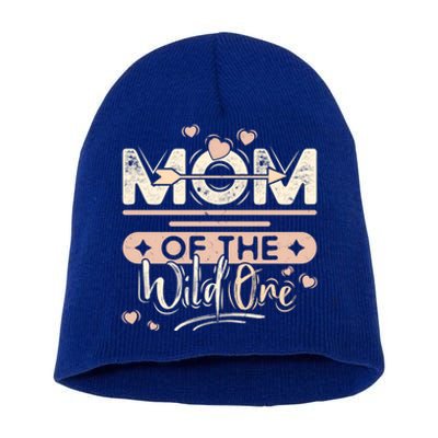 Mom Of The Wild One Heart Mommy Life For Mama Or Grandma Gift Short Acrylic Beanie