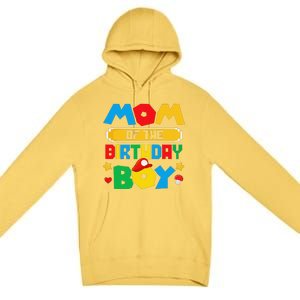 Mom Of The Birthday Boy Game Gaming Mom And Dad Family Premium Pullover Hoodie