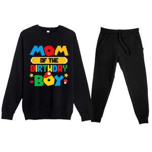 Mom Of The Birthday Boy Game Gaming Mom And Dad Family Premium Crewneck Sweatsuit Set