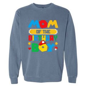 Mom Of The Birthday Boy Game Gaming Mom And Dad Family Garment-Dyed Sweatshirt