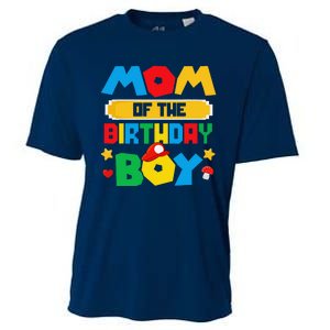 Mom Of The Birthday Boy Game Gaming Mom And Dad Family Cooling Performance Crew T-Shirt