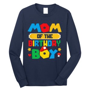 Mom Of The Birthday Boy Game Gaming Mom And Dad Family Long Sleeve Shirt