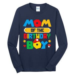 Mom Of The Birthday Boy Game Gaming Mom And Dad Family Tall Long Sleeve T-Shirt