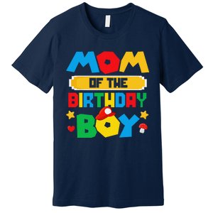 Mom Of The Birthday Boy Game Gaming Mom And Dad Family Premium T-Shirt