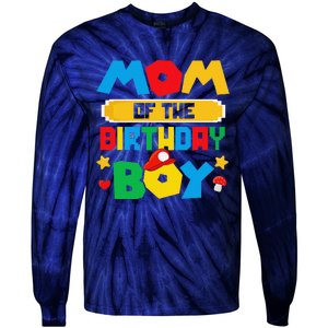 Mom Of The Birthday Boy Game Gaming Mom And Dad Family Tie-Dye Long Sleeve Shirt