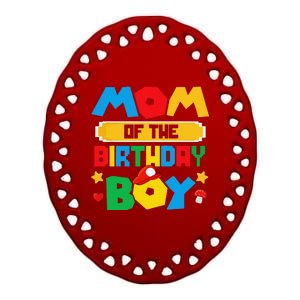 Mom Of The Birthday Boy Game Gaming Mom And Dad Family Ceramic Oval Ornament