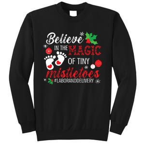 Magic Of Tiny Mistletoes Labor And Delivery Christmas Sweatshirt