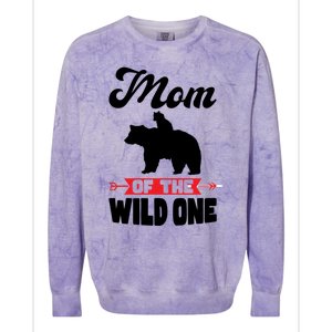 Mom Of The Wild One Papa Bear Gift Colorblast Crewneck Sweatshirt