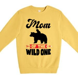 Mom Of The Wild One Papa Bear Gift Premium Crewneck Sweatshirt