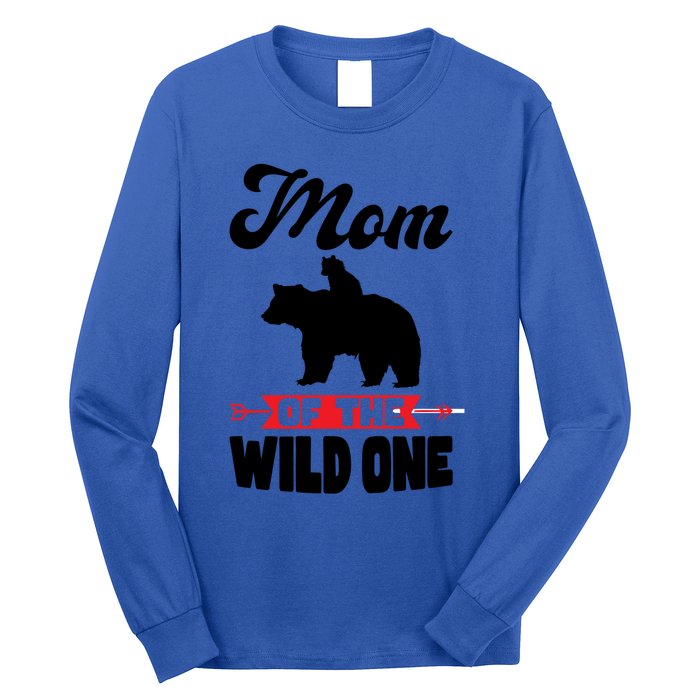 Mom Of The Wild One Papa Bear Gift Long Sleeve Shirt