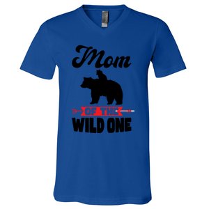 Mom Of The Wild One Papa Bear Gift V-Neck T-Shirt