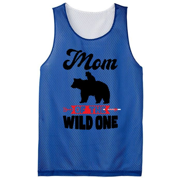 Mom Of The Wild One Papa Bear Gift Mesh Reversible Basketball Jersey Tank