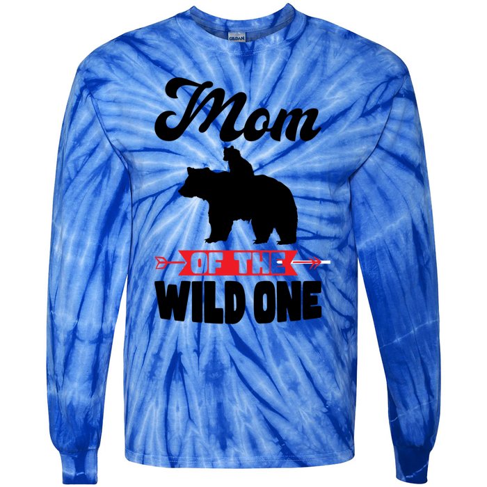 Mom Of The Wild One Papa Bear Gift Tie-Dye Long Sleeve Shirt