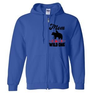 Mom Of The Wild One Papa Bear Gift Full Zip Hoodie