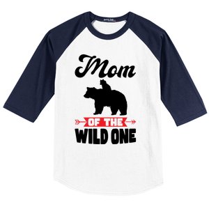 Mom Of The Wild One Papa Bear Gift Baseball Sleeve Shirt