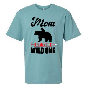 Mom Of The Wild One Papa Bear Gift Sueded Cloud Jersey T-Shirt