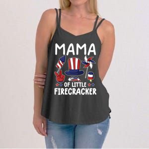 Mama Of The Little Firecracker Great Gift Funny 4th Of July Mommy Cute Gift Women's Strappy Tank