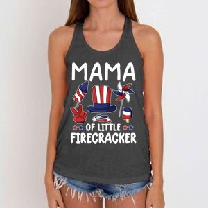 Mama Of The Little Firecracker Great Gift Funny 4th Of July Mommy Cute Gift Women's Knotted Racerback Tank