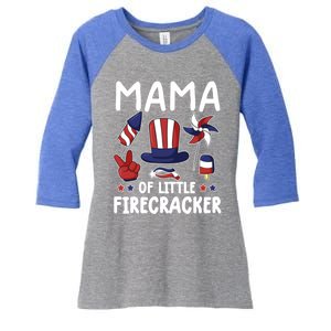 Mama Of The Little Firecracker Great Gift Funny 4th Of July Mommy Cute Gift Women's Tri-Blend 3/4-Sleeve Raglan Shirt