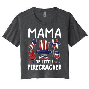 Mama Of The Little Firecracker Great Gift Funny 4th Of July Mommy Cute Gift Women's Crop Top Tee