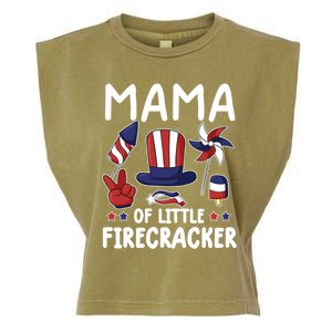 Mama Of The Little Firecracker Great Gift Funny 4th Of July Mommy Cute Gift Garment-Dyed Women's Muscle Tee