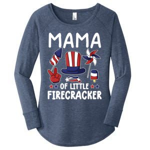 Mama Of The Little Firecracker Great Gift Funny 4th Of July Mommy Cute Gift Women's Perfect Tri Tunic Long Sleeve Shirt