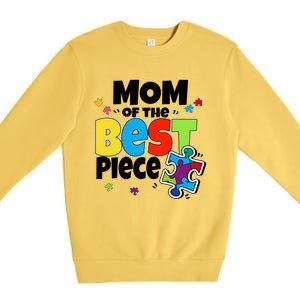 Mom Of The Best Piece Autism Mama Puzzle Mother Day Stepmom Meaningful Gift Premium Crewneck Sweatshirt