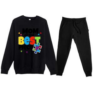 Mom Of The Best Piece Autism Mama Puzzle Mother Day Stepmom Meaningful Gift Premium Crewneck Sweatsuit Set