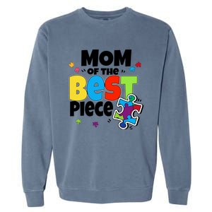 Mom Of The Best Piece Autism Mama Puzzle Mother Day Stepmom Meaningful Gift Garment-Dyed Sweatshirt