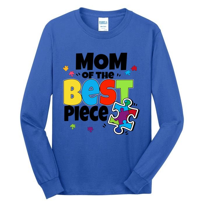 Mom Of The Best Piece Autism Mama Puzzle Mother Day Stepmom Meaningful Gift Tall Long Sleeve T-Shirt