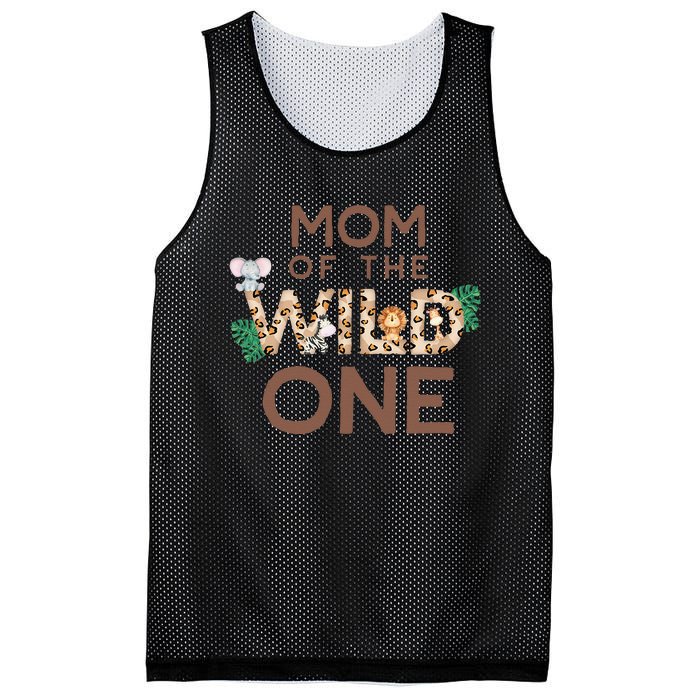 Mom Of The Wild One Animal Safari 1st Birthday Theme Family Mesh Reversible Basketball Jersey Tank