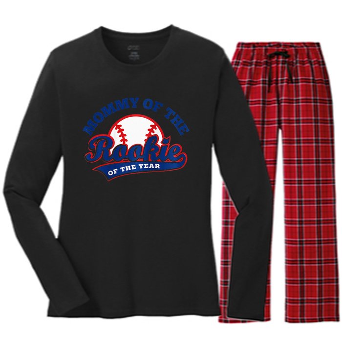 Mommy Of The Rookie Rookie Of The Year Baseball Mommy Raglan Baseball Women's Long Sleeve Flannel Pajama Set 