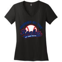 Mommy Of The Rookie Rookie Of The Year Baseball Mommy Raglan Baseball Women's V-Neck T-Shirt