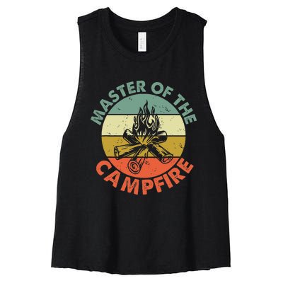 Master Of The Campfire Dad Camping Camping Dad Gift Women's Racerback Cropped Tank