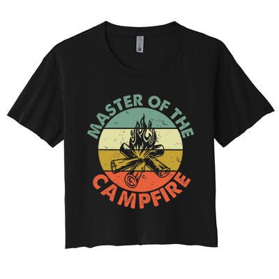 Master Of The Campfire Dad Camping Camping Dad Gift Women's Crop Top Tee