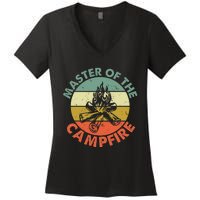 Master Of The Campfire Dad Camping Camping Dad Gift Women's V-Neck T-Shirt