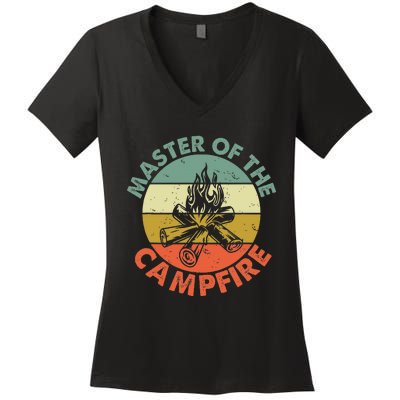 Master Of The Campfire Dad Camping Camping Dad Gift Women's V-Neck T-Shirt