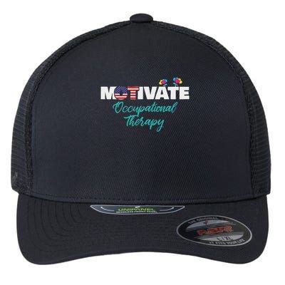 Motivate Occupational Therapy Ot Therapist Ota Gift Flexfit Unipanel Trucker Cap