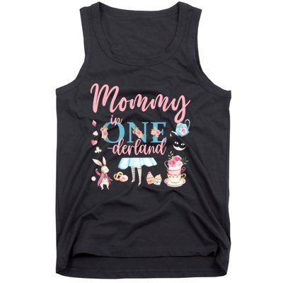 Mommy Of The Birthday Girl Mommy In Onderland 1st Birthday Tank Top