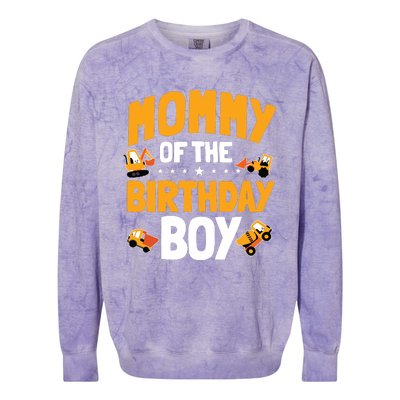 Mommy Of The Birthday Boy Construction Worker Bday Party Colorblast Crewneck Sweatshirt