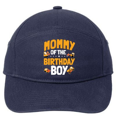 Mommy Of The Birthday Boy Construction Worker Bday Party 7-Panel Snapback Hat