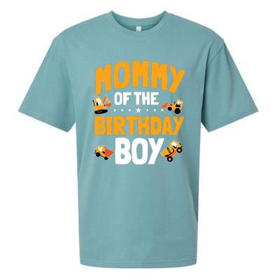 Mommy Of The Birthday Boy Construction Worker Bday Party Sueded Cloud Jersey T-Shirt