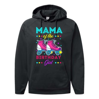 Mama of the Birthday Roller Skates Bday Skating Theme Performance Fleece Hoodie