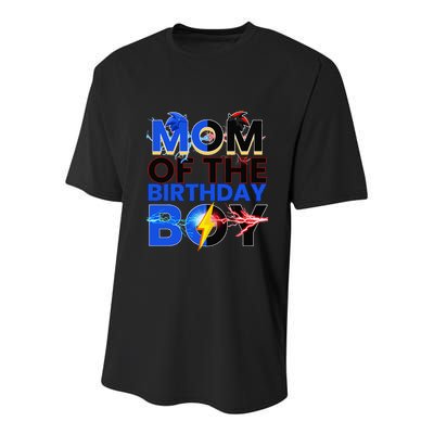 Mom Of The Birthday Boy Hedgehog Family Party Decorations Youth Performance Sprint T-Shirt