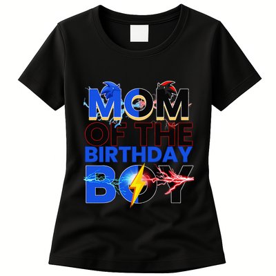 Mom Of The Birthday Boy Hedgehog Family Party Decorations Womens T-Shirt