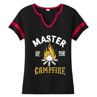 Master Of The Campfire Camping & Outdoors Gift Ladies Halftime Notch Neck Tee