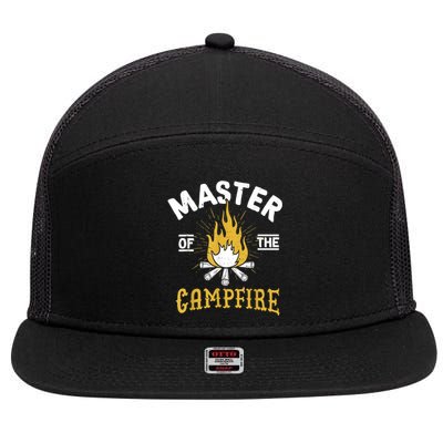 Master Of The Campfire Camping & Outdoors Gift 7 Panel Mesh Trucker Snapback Hat